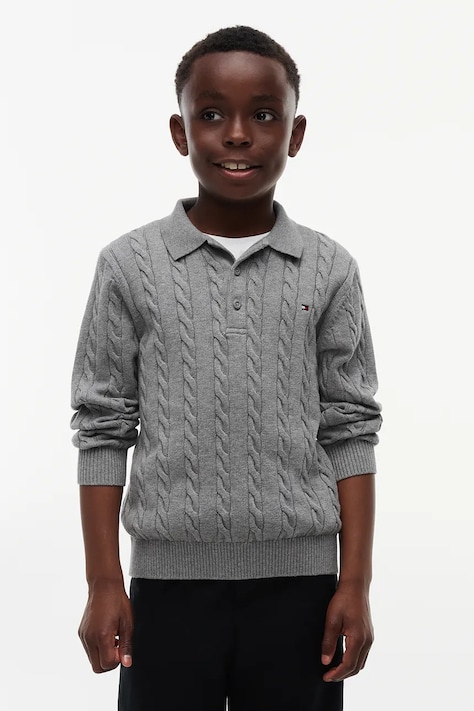Tommy Hilfiger sweter dziecięcy bawełniany szary KB0KB10624
