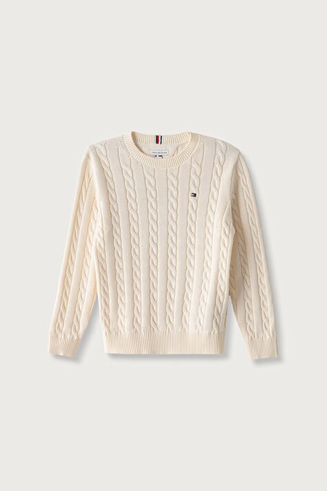Tommy Hilfiger Sweter dziecięcy bawełniany beżowy KB0KB09753