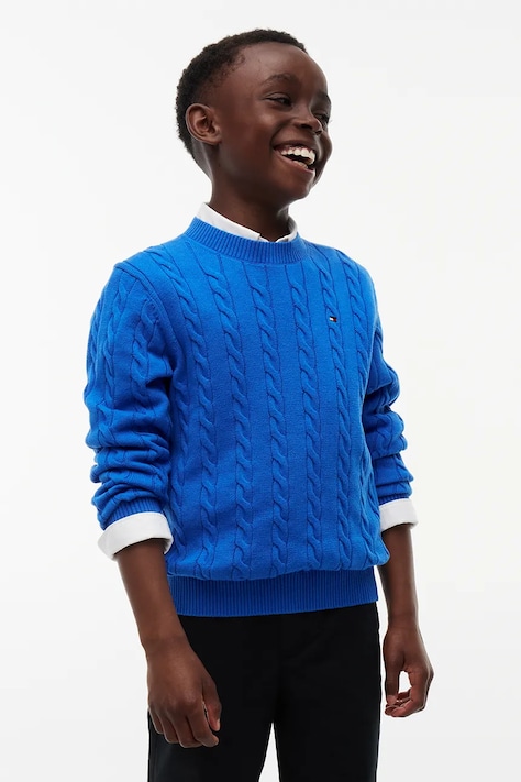 Tommy Hilfiger sweter dziecięcy bawełniany niebieski KB0KB09753