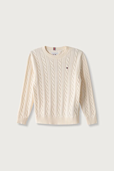 Tommy Hilfiger Sweter dziecięcy bawełniany beżowy KB0KB09753
