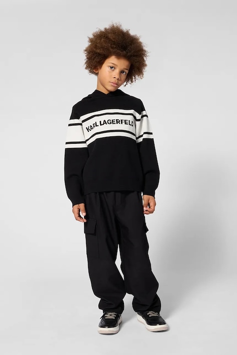 Karl Lagerfeld Pulover za djecu s viskozom crni Z31381