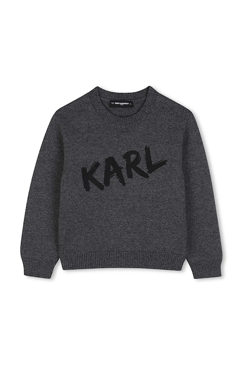 Karl Lagerfeld Πουλόβερ παιδικό με μαλλί γκρί Z31380