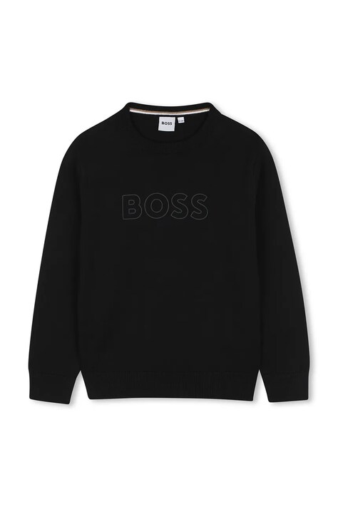 BOSS Pulover otroški bombažen črn J53388