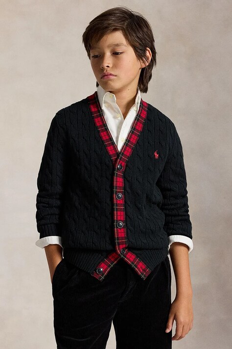 Polo Ralph Lauren Kardigan za djecu od pamuka crni 323B28345002