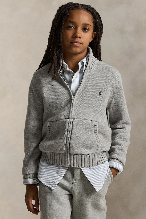 Polo Ralph Lauren Pulover za djecu od pamuka sivi 323799411026