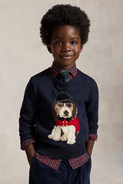 Polo Ralph Lauren Sveter detský bavlnený tmavomodrý 322B28343001