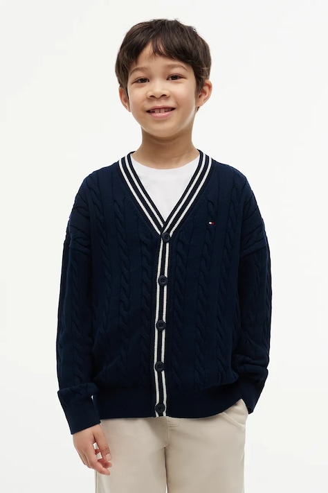 Tommy Hilfiger cardigan pentru copii din bumbac bleumarin KB0KB10491
