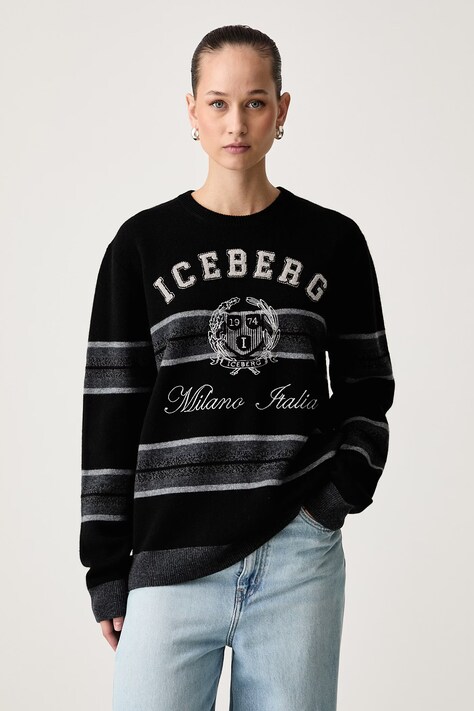 Iceberg Sweter damski wełniany czarny A014 9051