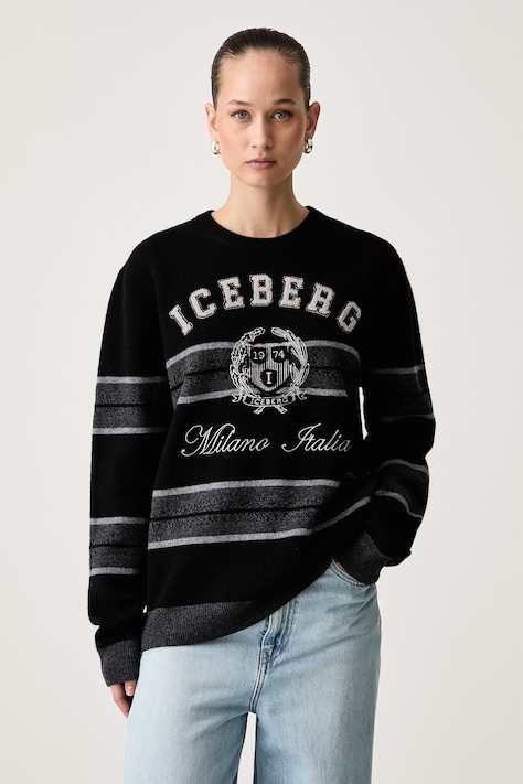 Iceberg Sweter damski wełniany czarny A014 9051