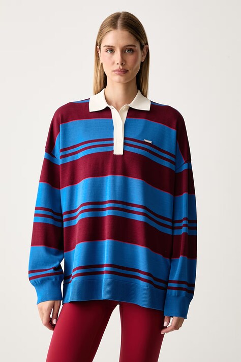 P.E Nation Sweter damski z wiskozą Strata niebieski 263KL017