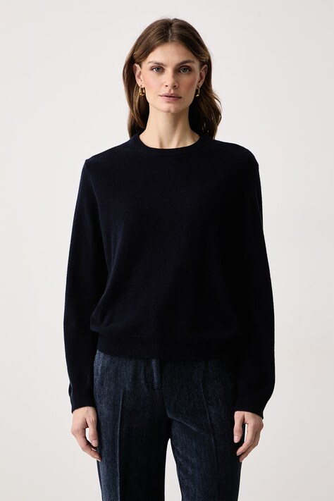 Haveone Sweter damski z kaszmirem granatowy MNC.R092