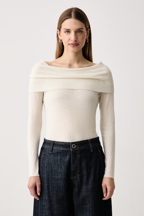 Mos Mosh Sweter damski wełniany beżowy 183610