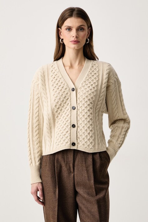 Weekend Max Mara Kardigan damski wełniany WKDPRIMO beżowy 2625346042