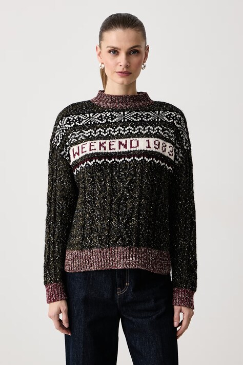 Weekend Max Mara Sweter damski z dodatkiem wełny WKIQUOTA czarny 2625366023600