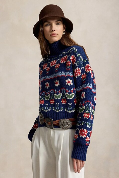 Polo Ralph Lauren Sweter damski z wełną niebieski 211B23913