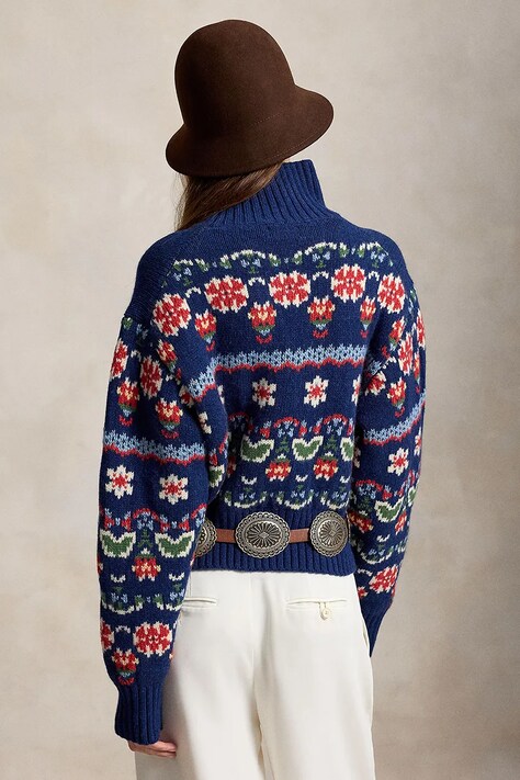 Polo Ralph Lauren Sweter damski z wełną niebieski 211B23913