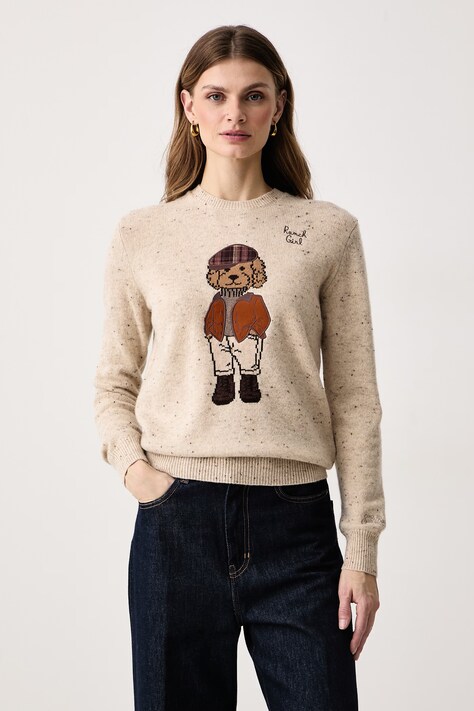 MC2 Saint Barth Sweter damski z wełną beżowy QUE0037