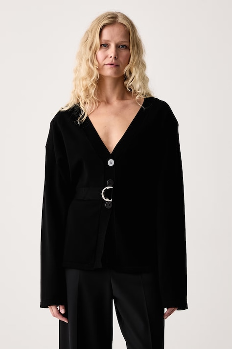 Le Privé Kardigan damski z wiskozą YVETTE SWEATER NOIR czarny LP00694