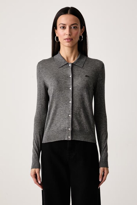 Lacoste Kardigan damski z dodatkiem kaszmiru szary AF8277