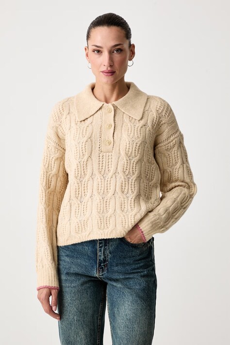 Scotch & Soda Sweter damski z dodatkiem wełny beżowy U9B01777T