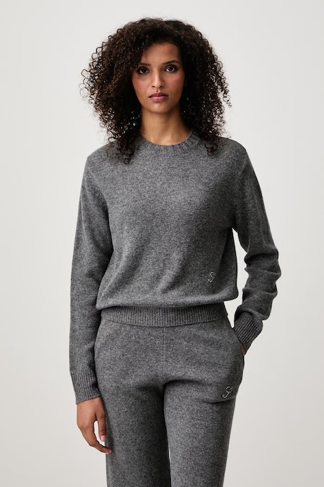 Sporty & Rich S Logo sweter z kaszmirem damski szary WS01282327GY34