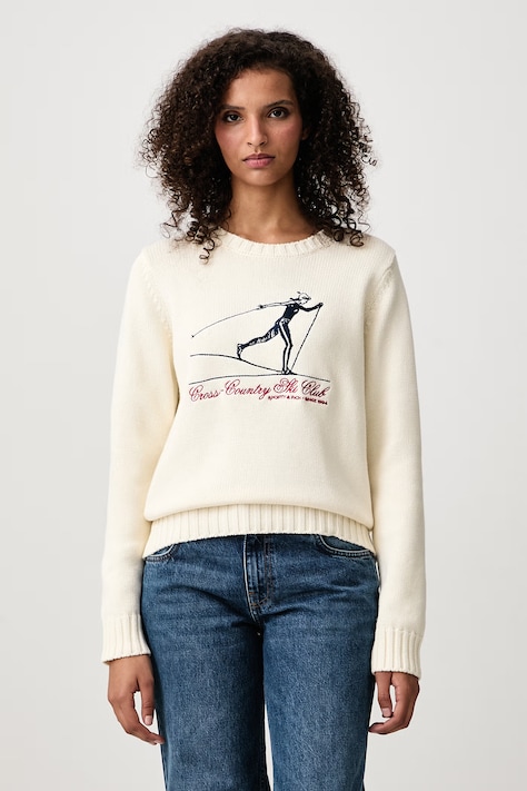 Sporty & Rich Cross Country sweter bawełniany damski beżowy WS06582000WH37