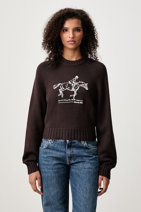 Sporty & Rich Horse sweter bawełniany damski brązowy WS11383000BR03