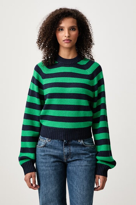 Sporty & Rich Striped sweter wełniany damski granatowy WS10483000WH37