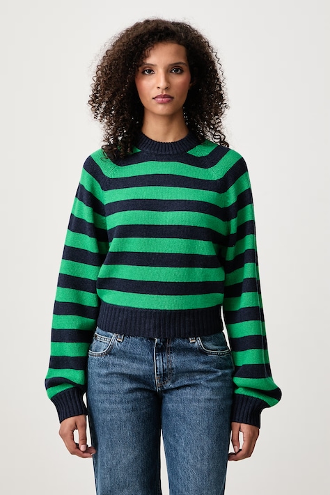 Sporty & Rich Striped sweter wełniany damski granatowy WS10483000WH37