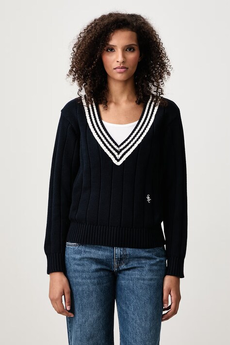 Sporty & Rich SRC Cricket sweter bawełniany damski granatowy WS11585302BL170