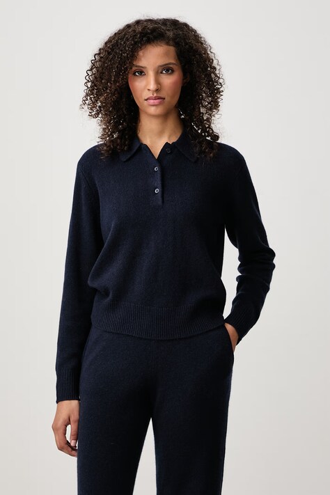 Sporty & Rich S Logo sweter z kaszmirem damski granatowy WS07485327BL106