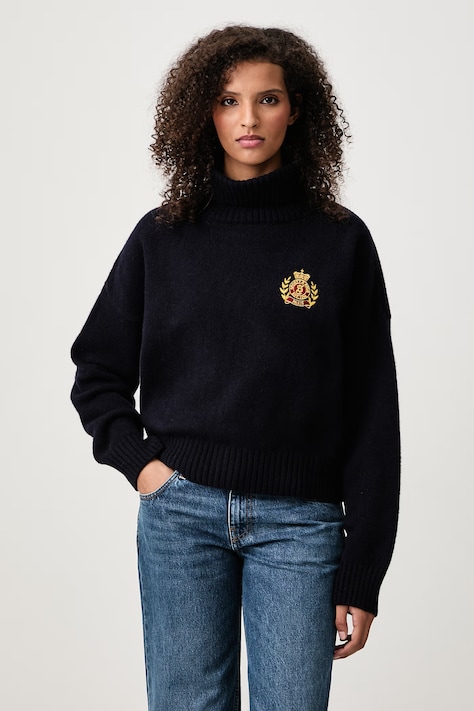 Sporty & Rich NY Crest golf wełniany damski granatowy WS06485243BL106