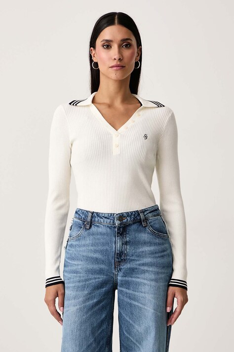 Guess Jeans Sweter damski z wiskozy beżowy W6BR16 Z1261