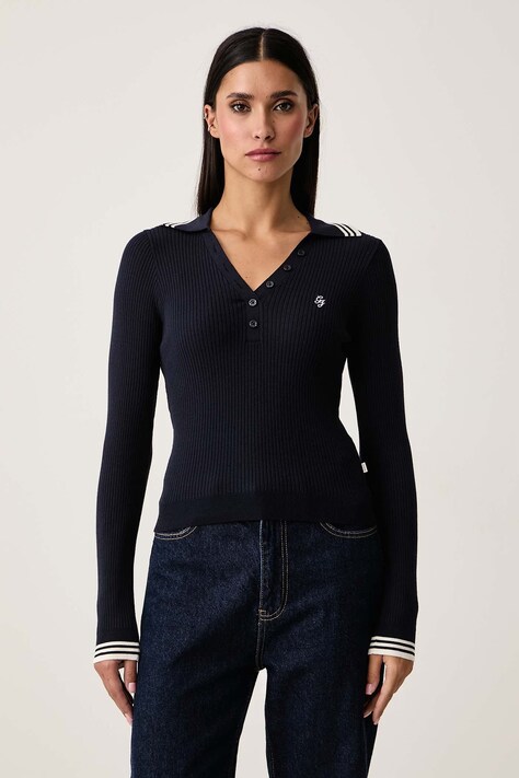 Guess Jeans Sweter damski z wiskozą granatowy W6BR16 Z1261