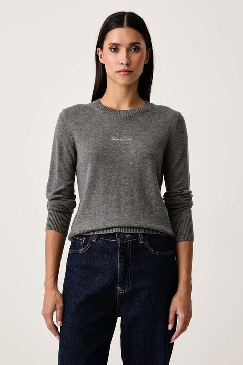 Guess Jeans Sweter damski z dodatkiem wełny szary W6BR01 Z1244