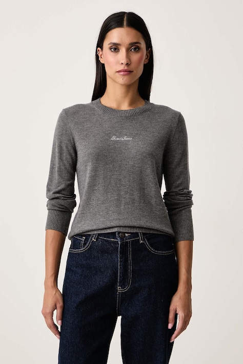 Guess Jeans Sweter damski z dodatkiem wełny szary W6BR01 Z1244