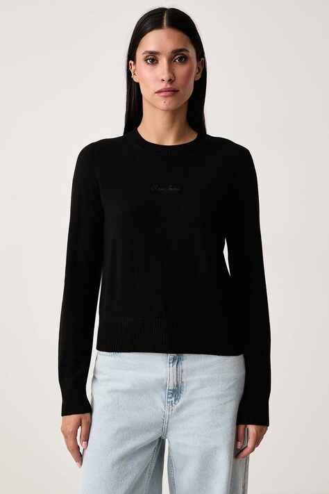 Guess Jeans Sweter damski z dodatkiem wełny czarny W6BR01 Z1244