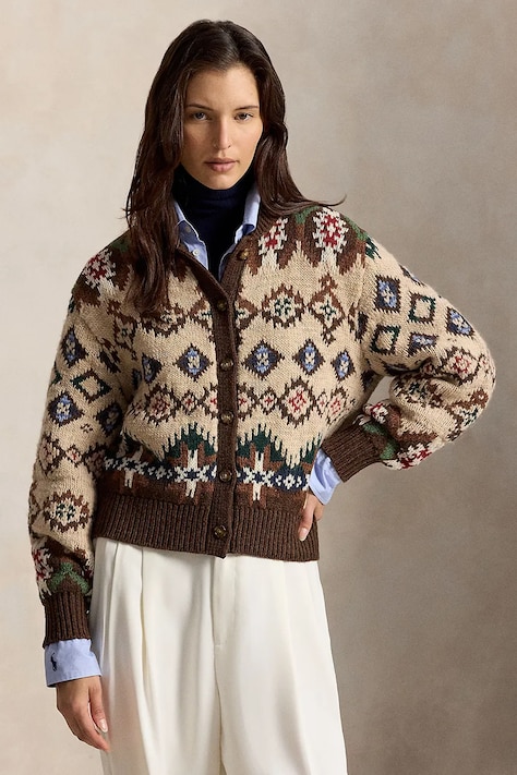 Polo Ralph Lauren Kardigan damski wełniany beżowy 211B23919
