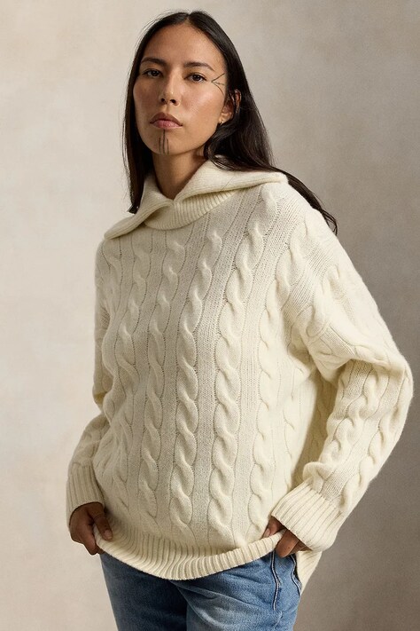 Polo Ralph Lauren Sweter damski wełniany beżowy 211B23922