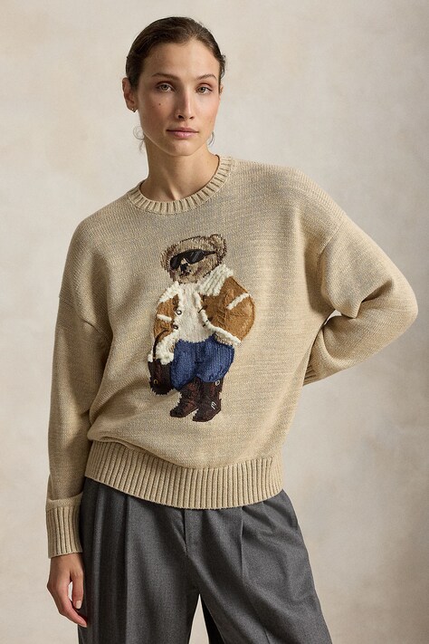 Polo Ralph Lauren Sweter damski z dodatkiem wełny i kaszmiru beżowy 211B23917