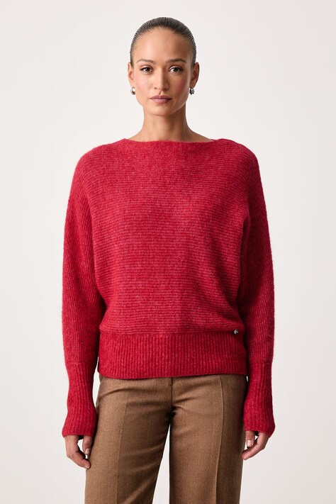 Mos Mosh Sweter damski z wełną czerwony 182750
