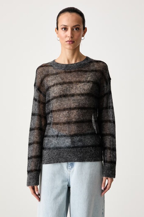 Mos Mosh Sweter damski z wełną szary 183010