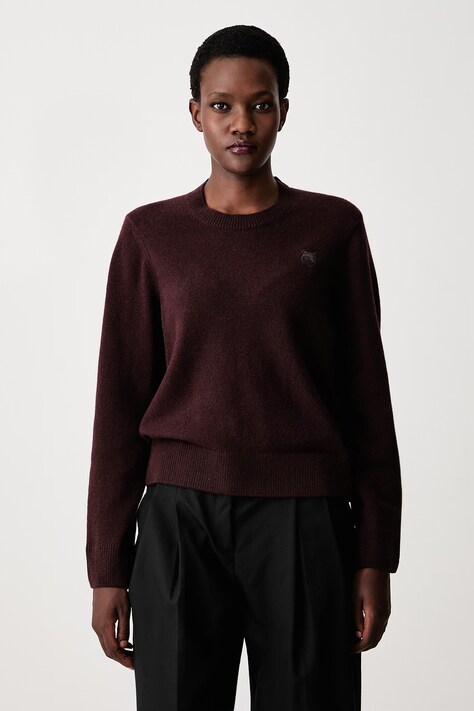 Maison Kitsuné Fox Head sweter wełniany damski bordowy MRWKJ11KT1006