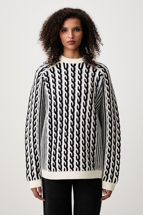 Maison Kitsuné Sweter z wełną damski beżowy MRWKJ10KT1236