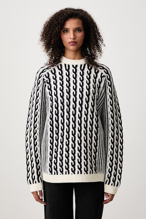 Maison Kitsuné Sweter z wełną damski beżowy MRWKJ10KT1236