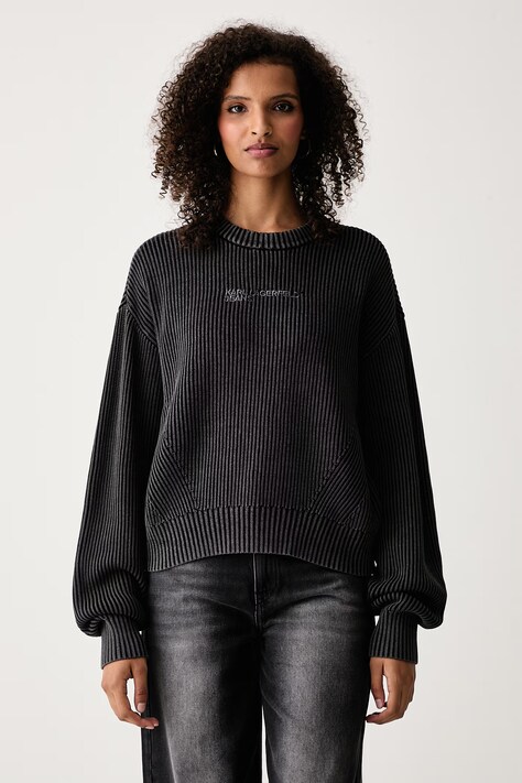 Karl Lagerfeld Jeans Sweter damski bawełniany szary B4W18075