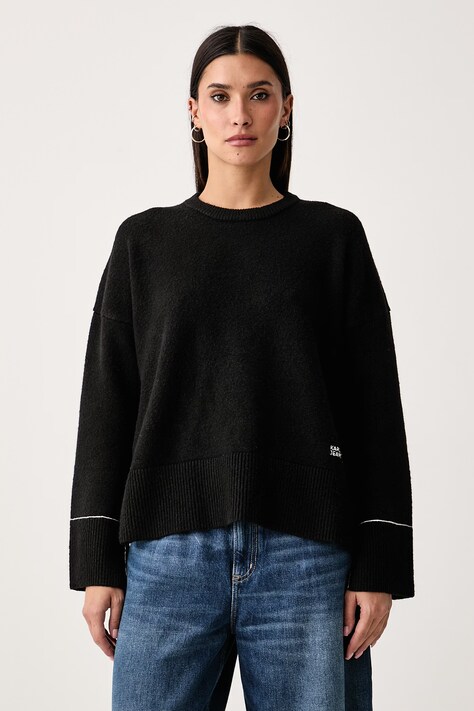 Karl Lagerfeld Jeans Sweter damski z wełną czarny B4W18057