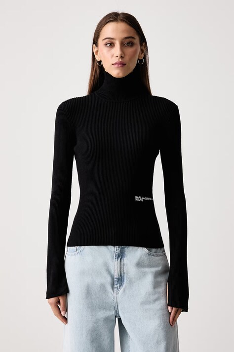 Karl Lagerfeld Jeans Golf damski z wiskozą czarny B4W18001