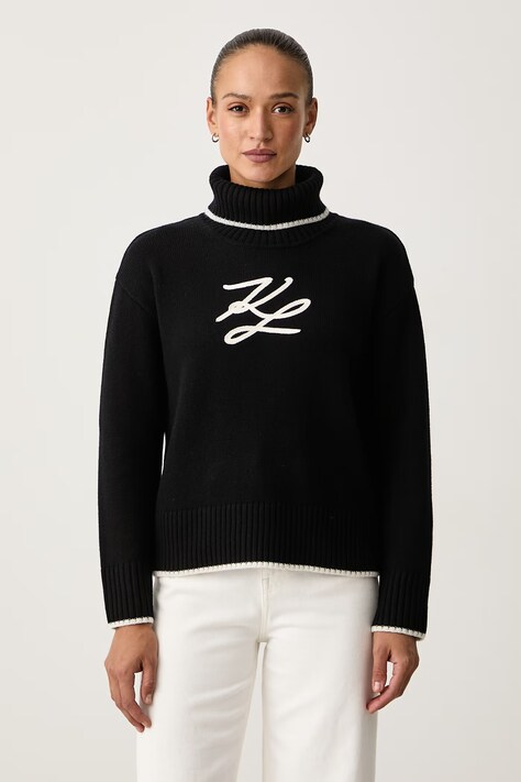 Karl Lagerfeld Sweter damski z wełną czarny B4W18033