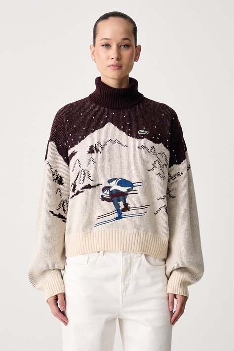 Lacoste Sweter damski z wełną bordowy AF9296